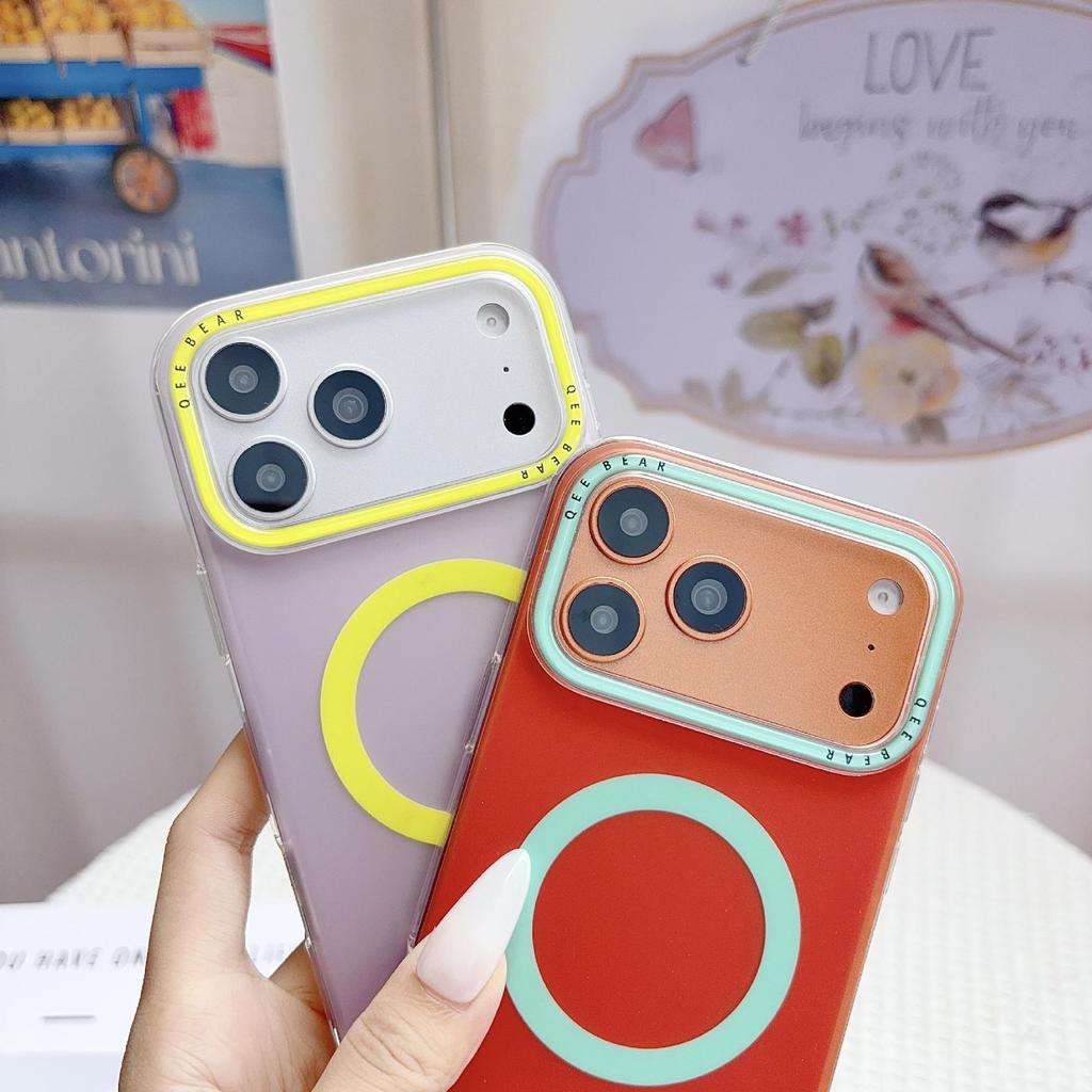 Vibrant Color Block Magnetic Case for iPhone 15 Pro/16 Pro Max/17 Pro