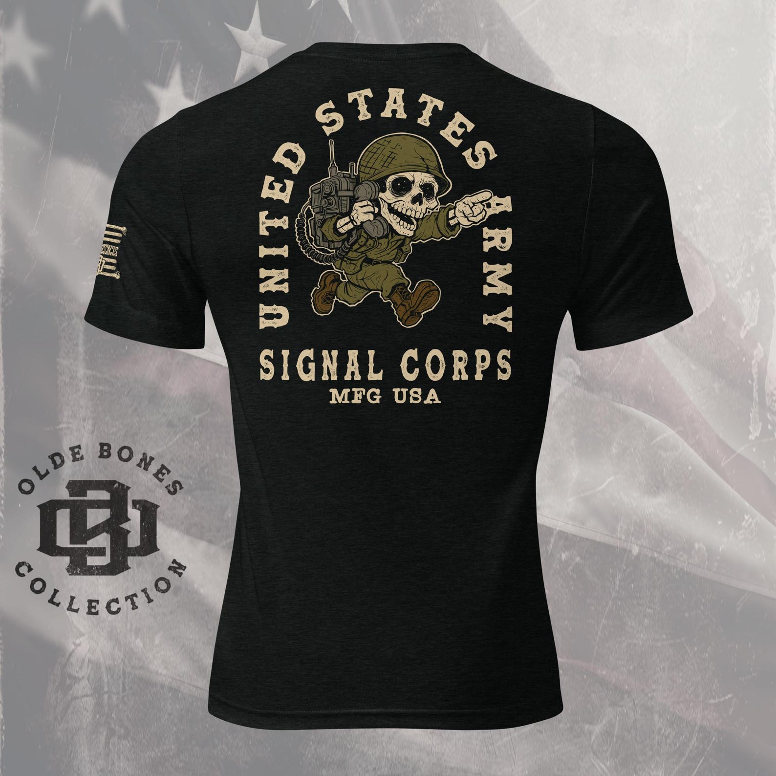 Army Signals Corps Skull T-Shirt, Veteran Military Graphic Tee L