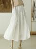 Johnature Women Patchwork Vintage Skirts Elastic Waist Solid Color High Quality Cloths Soft Women A-Line Skirts