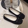 Fashion Elegant Bowknot Ballerina Women Flats Round Toe Comfort Slip-On Ladies Loafers Suede Single Mules Shoes for Woman Mary Janes