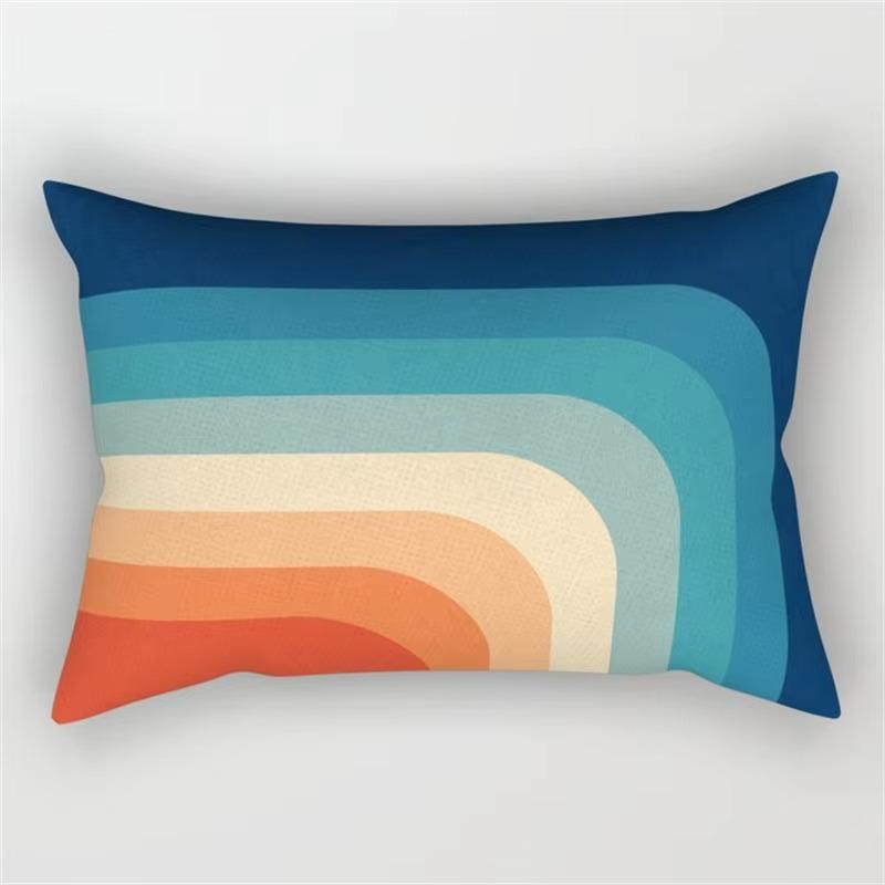 Rainbow Geometric Pattern Plant Print Decorative Pillowcase Bedroom Living Room Office Cushion Home Decor Rectangular Pillowcase