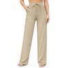 Women's High Waist Drawstring Pocket Flared Yoga Pants Solid Color Loose Wide Leg Sports Long Trousers