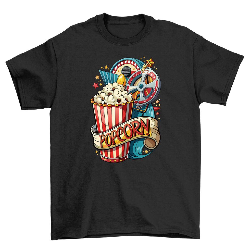Retro76 Movie Night Funny Tshirt For Popcorn Lovers Unisex Printed Design