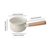 Small Enamel Milk Pot Porridge Cooking Pot with Wooden Handle Butter Warmer for Cooking Stove Top Home Camping RV Travel