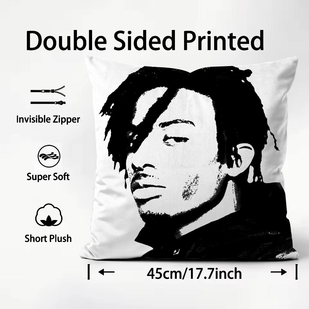 PPlayboi CartiI Rapper Cushion Cover Plush Fabric Soft DoubleSided Printed Sofa Warm Winter Home Child Gift Pillow Case