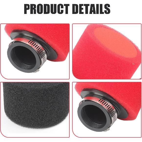 2 PCS Motorcycle Air Filter, Elbow Straight Sponge Air Filter, Repair Replacement Conversion Accessories, Fits for Most 50cc-300cc Motorcycles