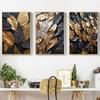 Modern Golden and Black Leaf Canvas Painting Wall Art Gold Leaves Wall Decor Prints Textured Paintings for Living Room No Frame