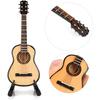 Wooden Mini Guitar Model with Stand Tiny Classical Guitar Figurine Miniature Musical Instrument Ornament Home Office Desktop Decoration