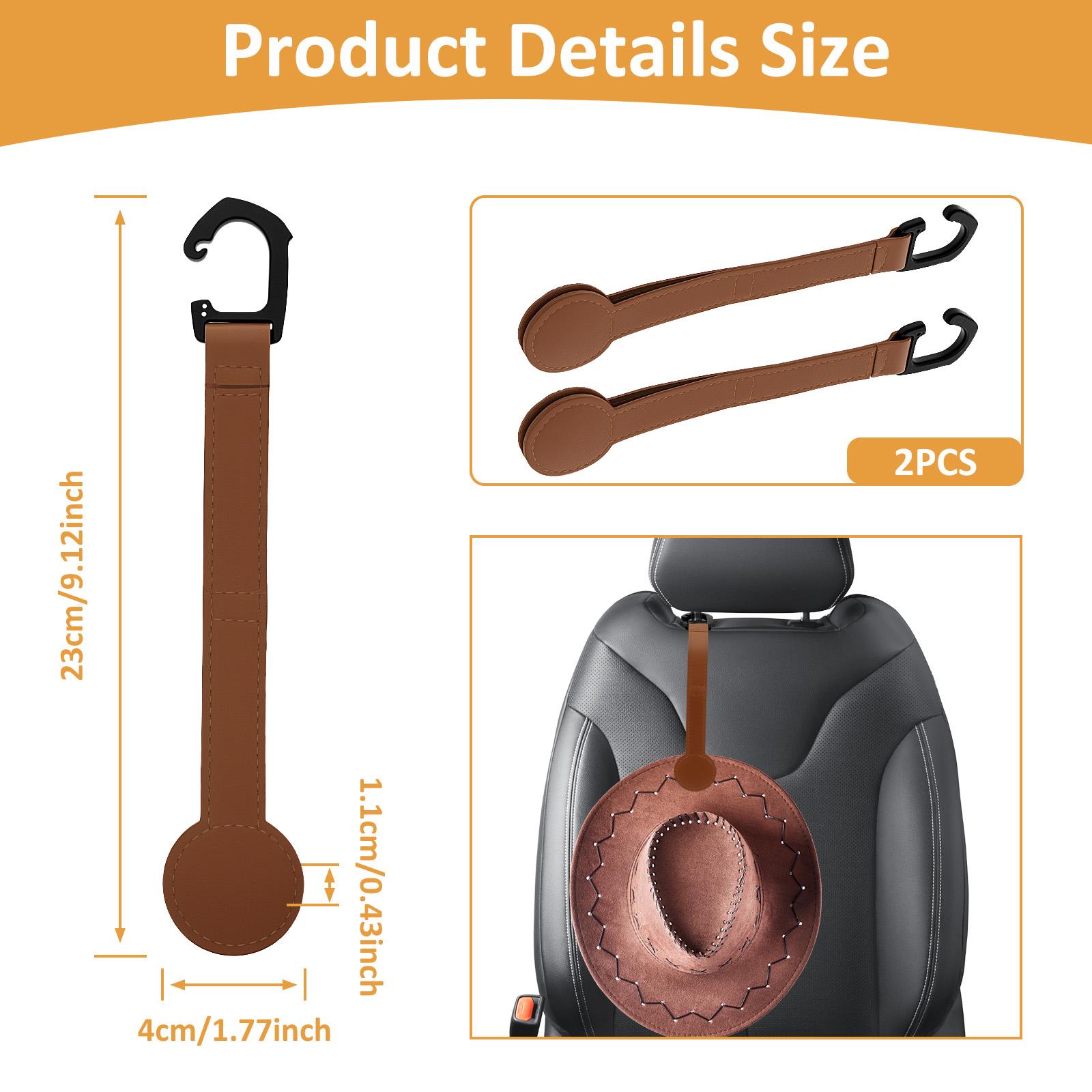 

2Pcs PU Leather Car Seat Back Hat Clip Magnetic Cowboy Hat Holder Versatile Seat Back Hat Clip for Vehicle Travel Accessories