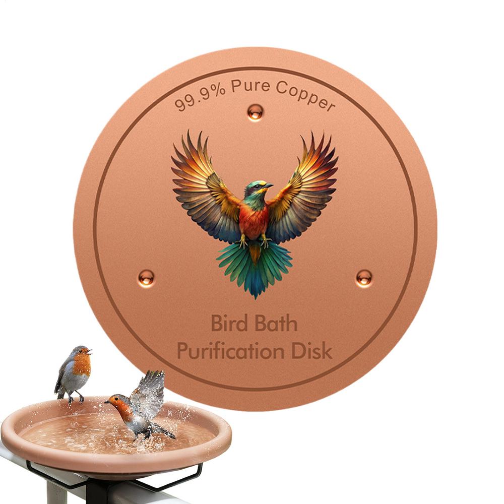 Copper Disc For Bird Bath 4 Inch With Triple-Point Support Copper Bird Bath Purification Disk For Outdoor Garden Backyard Pond