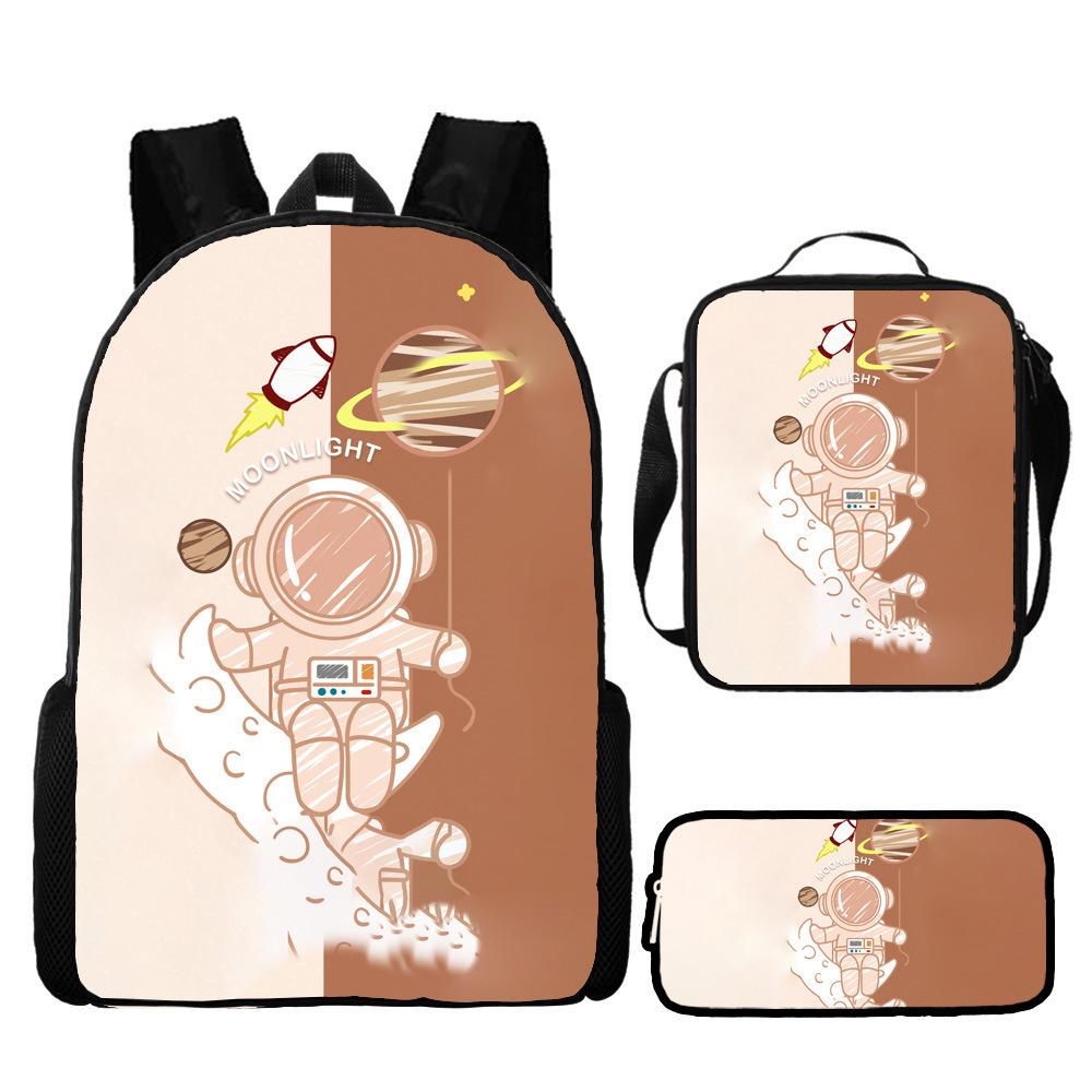 New Astronaut Spaceman Backpack for Kids School Cartoon Bookbag 3-Piece Set with Crossbody Bag Lightweight