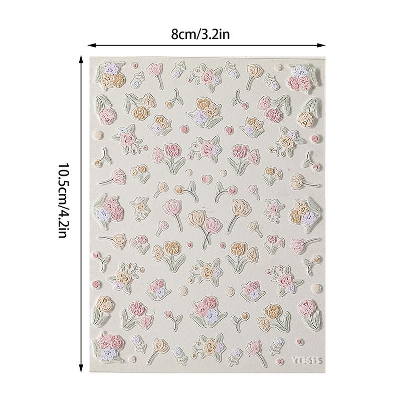 5D Crăciun Romantic Lalele Flori Autocolante Embosate pentru Nail Art Lalele Decal Diy Reliefuri Lalele Manichiură Slidere