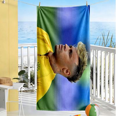 Brazilian Footballer Hairstyle Beach Towel Soft Durable Quick-Dry Comfortable Lightweight Perfect for Traveling Yoga Camping and Swimming