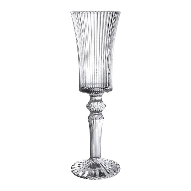 French Retro Striped Champagne Glass Couple Crystal Glass Goblet Cup Wine Whiskey Cocktail Juice Glass Tasting Glasses