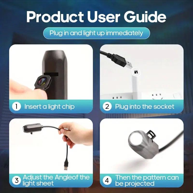 Ocean LED Projector Light 360° Rotation Adjustable USB Plug-in Night Light More Pattern Designs for Walls Ceilings Best Gift