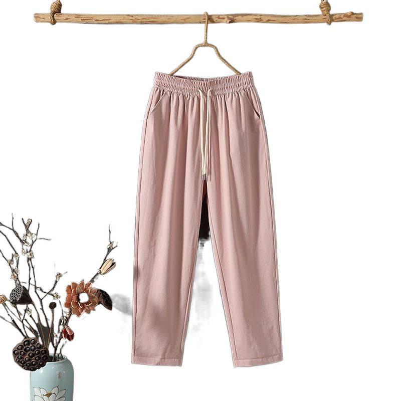 Women's Cotton & Linen Slimming Loose Straight-Leg Pants - Versatile Spring/Autumn Nine-Tenth Length