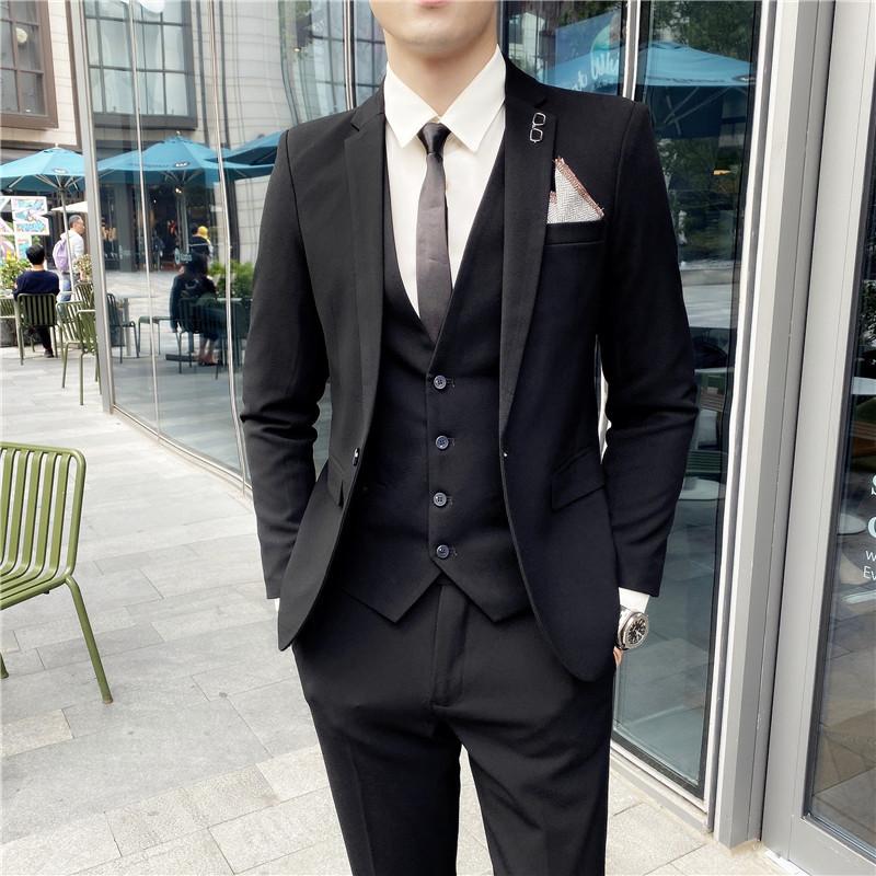 

Мужской новый весенний повседневный тонкий однотонный костюм на свадьбу, платье лучшего мужчины, мужской профессиональный костюм
