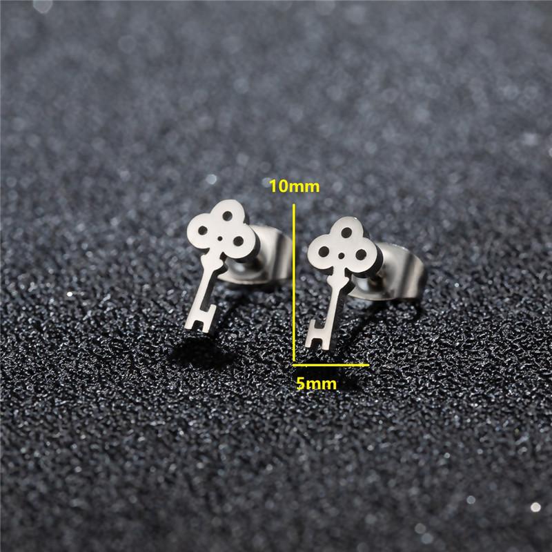 Tiny Star Moon Fashion Stud Earrings for Women Fashion Music Cross Leaf Cup Earings Stainless Steel Jewelry Pendientes Gift