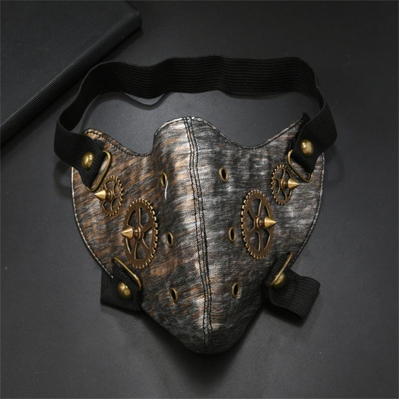 Motorcycle Gear Punk Mask For Men Adjustable Face Cover With Alloy Decors For Halloween Themed Parties Cosplay Event