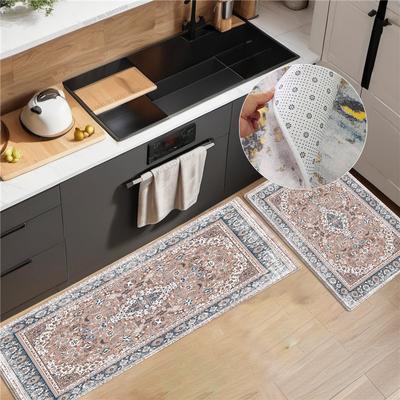 Retro-Küchenteppich im Ethno-Stil, Vintage-Perser-Druck, Bodenmatte für Küche, Boden, Badezimmer, Fußmatte, für den Innenbereich, rutschfeste, saugfähige Schwammmatte