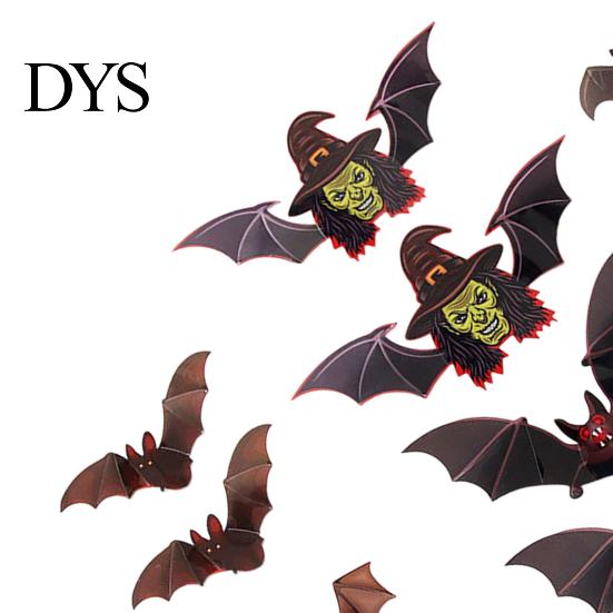 Seasonal Room Decor 12Pcs Halloween 3D Bat Witch Face Wall Stickers, Waterproof Self-Adhesive Window Clings Decals for Indoor Outdoor Door Party