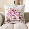 Home Decor Pink Poinsettias & Candles Decorative Pillow Pattern Cushion Cover Suitable For Sofa Bedroom Car Pillow Cover