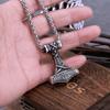 Vintage Nordic Vikings Anchor Odin Rune Necklace Stainless Steel Mjolnir Pendant Punk Jewelry Gift for Men
