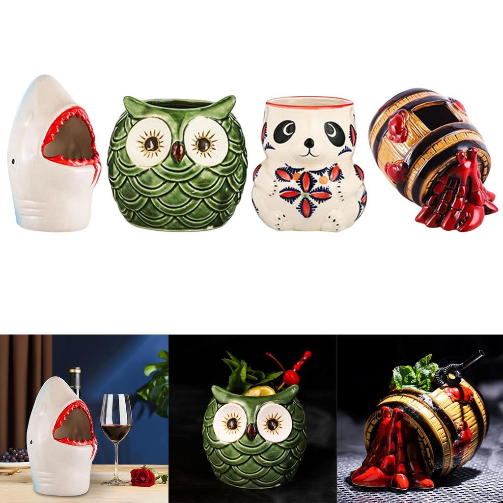Ceramic Tiki Mug Animal Shape Party Favors Durable Creative , for Hosts, Housewarmings