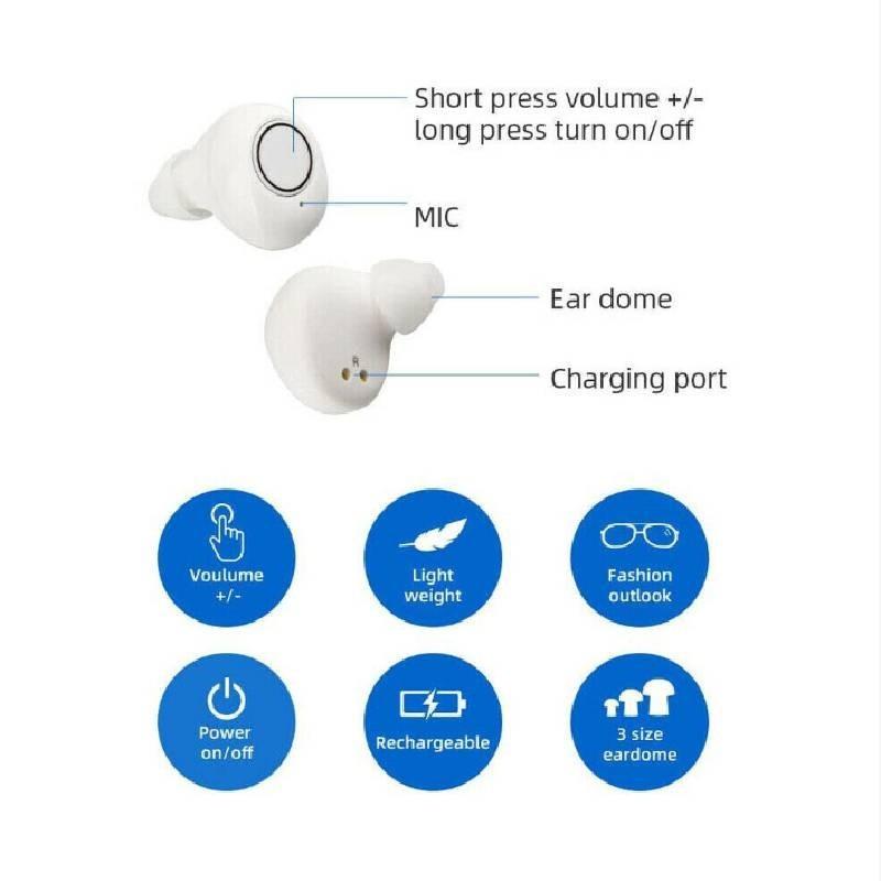 Wiederaufladbarer Smart Hörverstärker für Senioren Einstellbare Lautstärke mit geräuscharmem Design in Schwarz Weiß und Beige