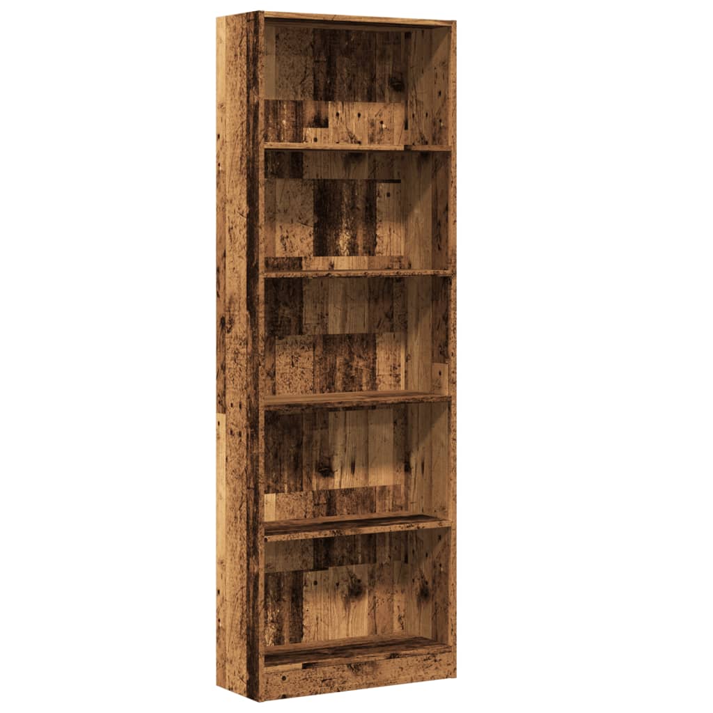 Bookshelf Reclaimed Wood Look 60x24x176 cm Engineered Wood