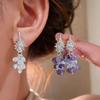Silver Needle Conch Freshwater Pearl Amethyst Fringe Stud Earrings Seaside Vacation Style