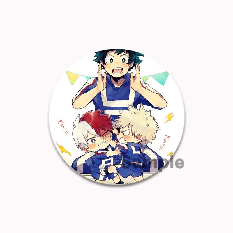 32/44/58mm Anime My Hero Academia Brooch Midoriya Izuku Bakugou Katsuki Todoroki Shoto Cartoon Badge Accessories Jewelry Gift Handmade Round Pins
