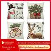 New Christmas Snowman Reindeer Print Linen Throw Pillow Cover for Living Room Sofa Decoration.