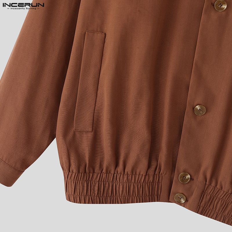 INCERUN Spring Men Lapel Neck Long Sleeve Buttons Casual Loose Thin Jackets Coats