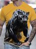 Trend Men's Fierce Wild Leopard 3D T-shirt Fashion Cool Daily T shirt Oudoor Short Sleeve Top Street Personality Summer Clothing