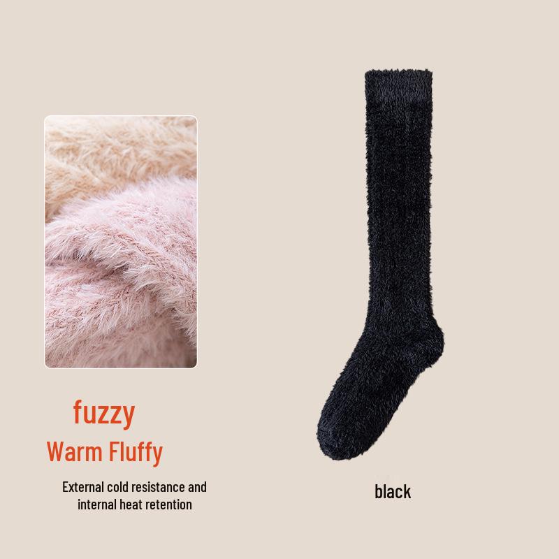 Women's Coral Fleece Calf Socks: Thick, Velvet, Non-Shedding, Warm Sleep Socks for Autumn & Winter.