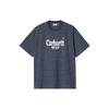 Letter Print Striped Crew Neck Short Sleeve T-Shirt Men Tops Blue White I032850-1XP-XX