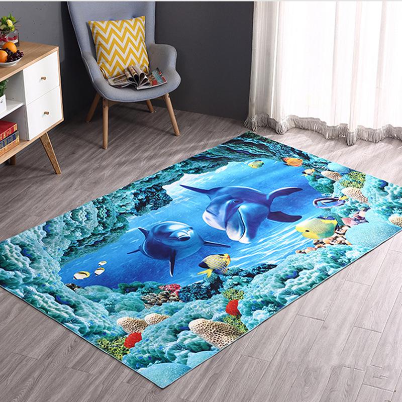 3D Beach Bedroom Bedside Mat Sea Print Rug Kitchen Super Absorbent Bathroom Rug Summer Decoration Mat