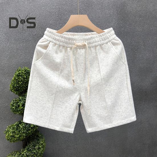 Men Sports Shorts with Elastic Waist Straps Summer Casual Shorts Leisure Work Beach Vacation Solid Color Shorts