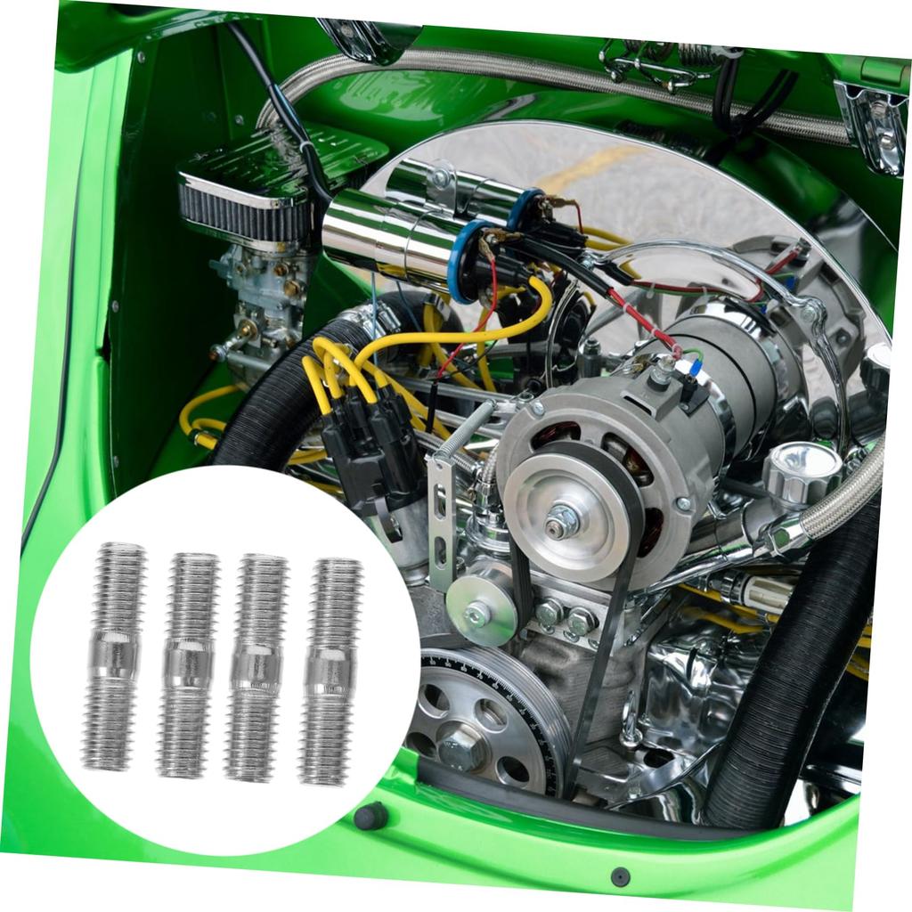 HAKIDZEL 4pcs Muffler Screws Double End Threaded Stud Carbon Steel