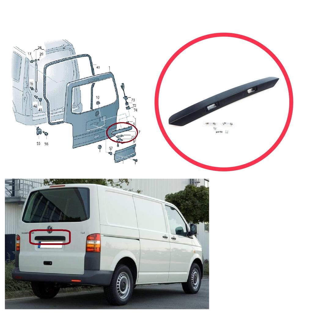 ESP1248 Heckklappe Kennzeichenleuchte Gehäuseleiste Für VW Transporter T5 2003-2015 7E0827329F