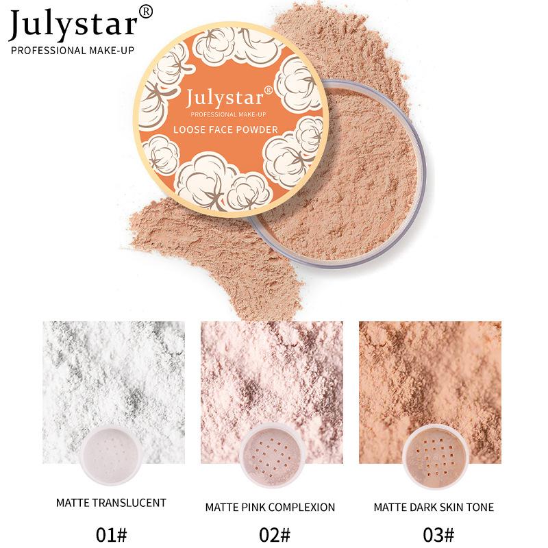 Julystar Grooming Concealer Setting Powder White Highlight Powder Waterproof and Sweatproof Loose Powder Makeup