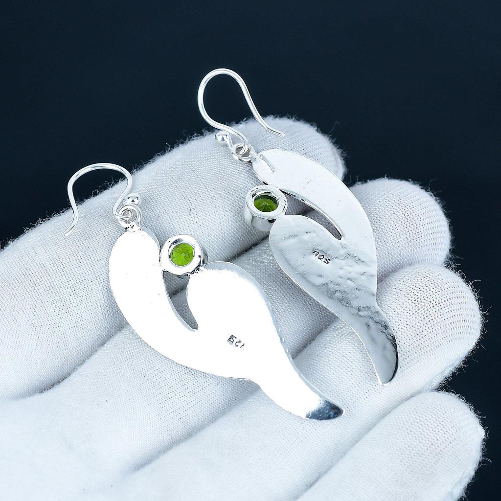 Beautiful Peridot Gemstone Earrings, 925 Sterling Silver Earring, Handmade Boho Silver Jewelry Dangle Earrings, Valentine's Day Gift