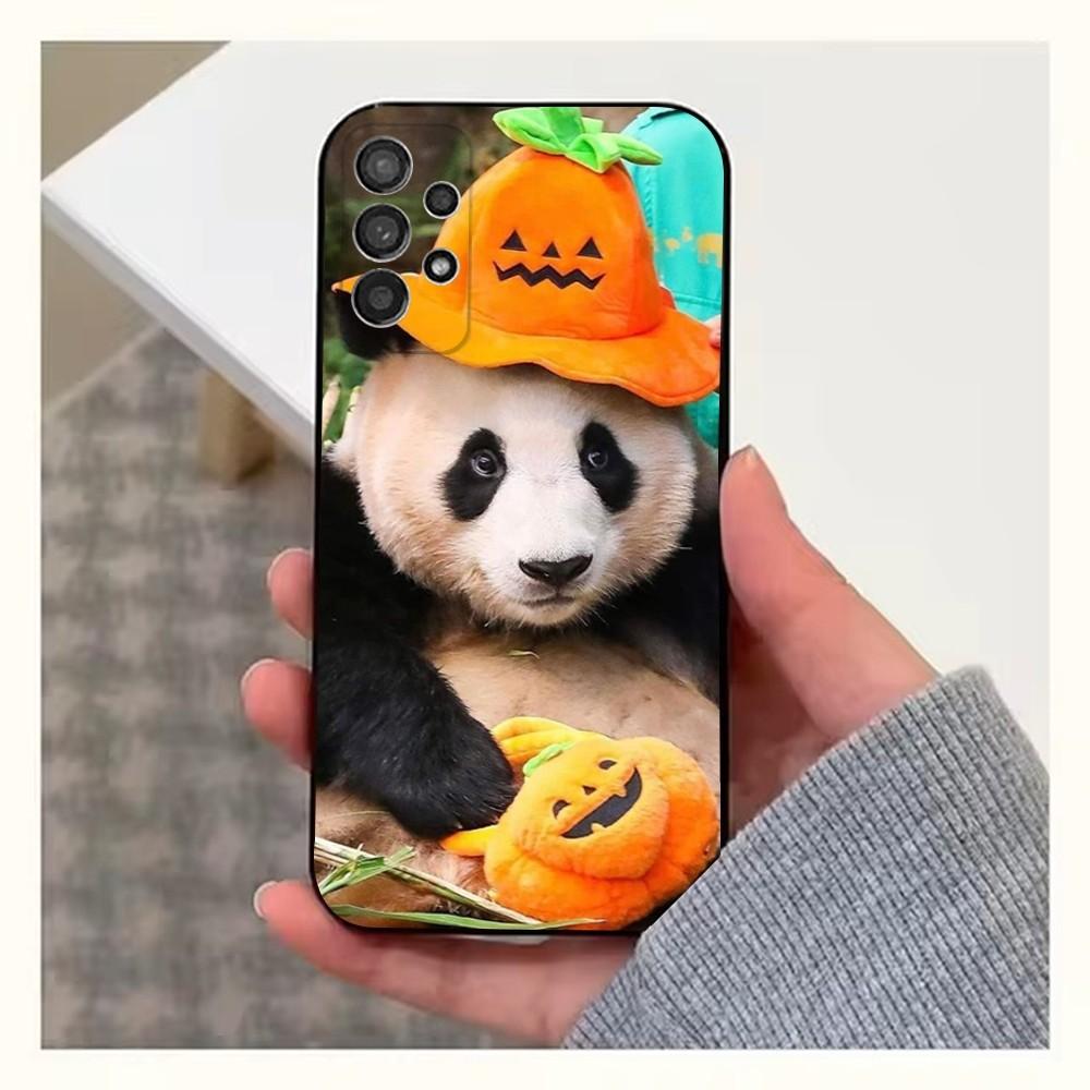 Cute F-Fubao Animal Panda Phone Case For Samsung S25,S24,S23,S22,S20,S21,S10,Ultra,Plus,Lite,FE,Soft Silicone Black Cover