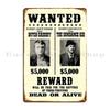 Butch Cassidy E Sundance Kid Poster Wanted Vintage Restaurato Targhetta Metallica Poster Personalizzato Cinema Crea Cartello in Latta Poster