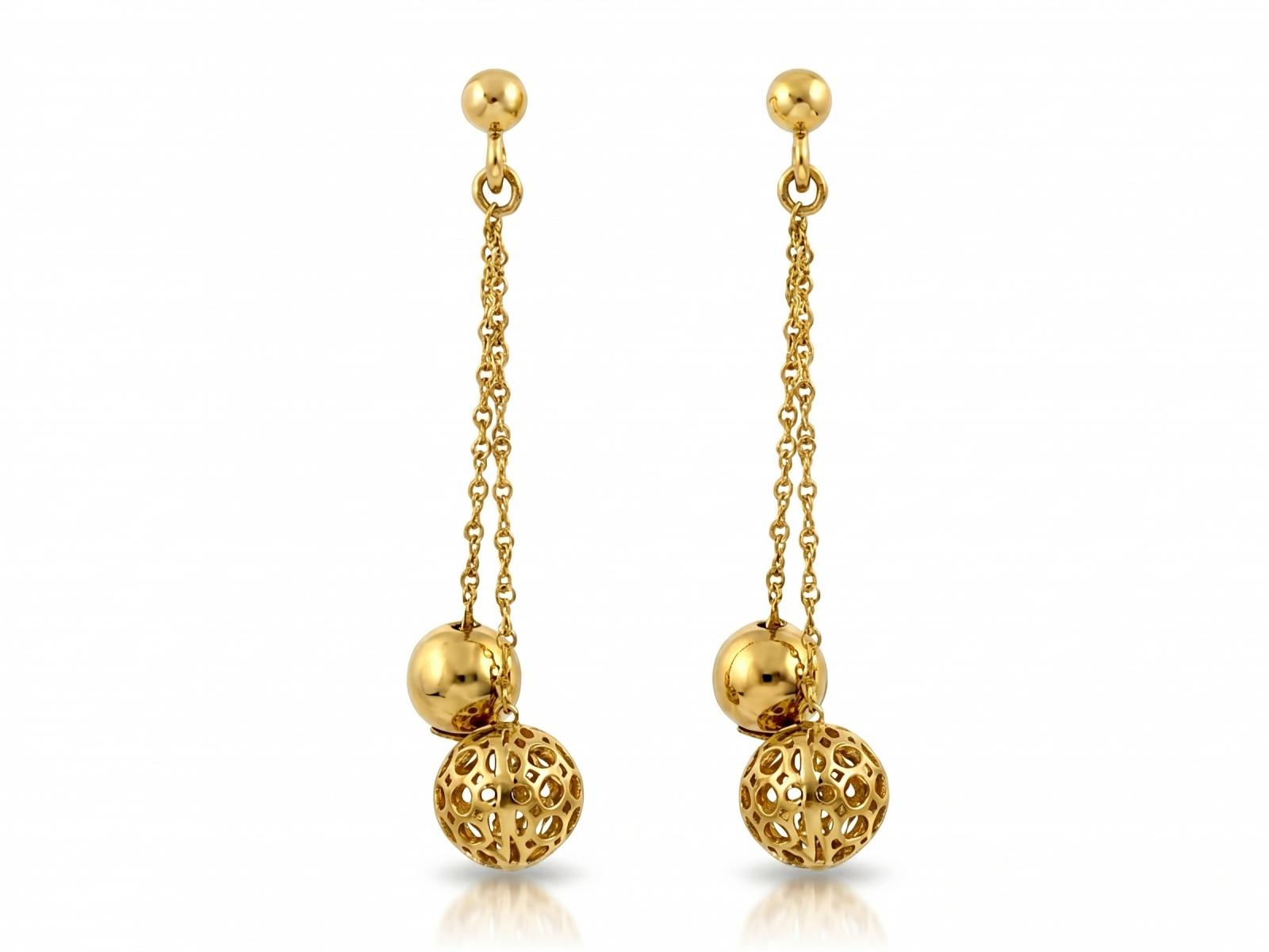 Women`s 585 gold long earrings with