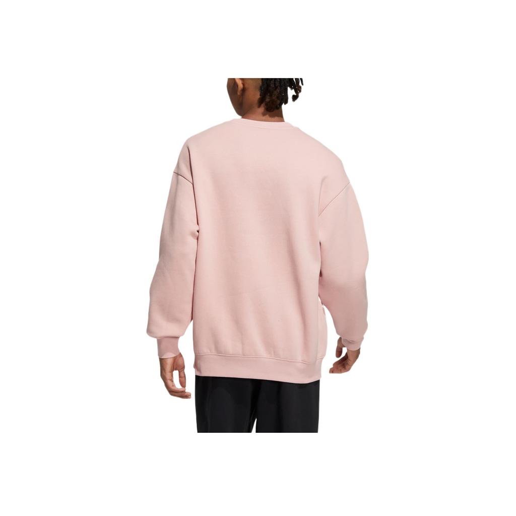 Adidas Neo Solid Color Logo Print Round Neck Long Sleeve Sweatshirt Unisex Sweatshirt Pink HY9657