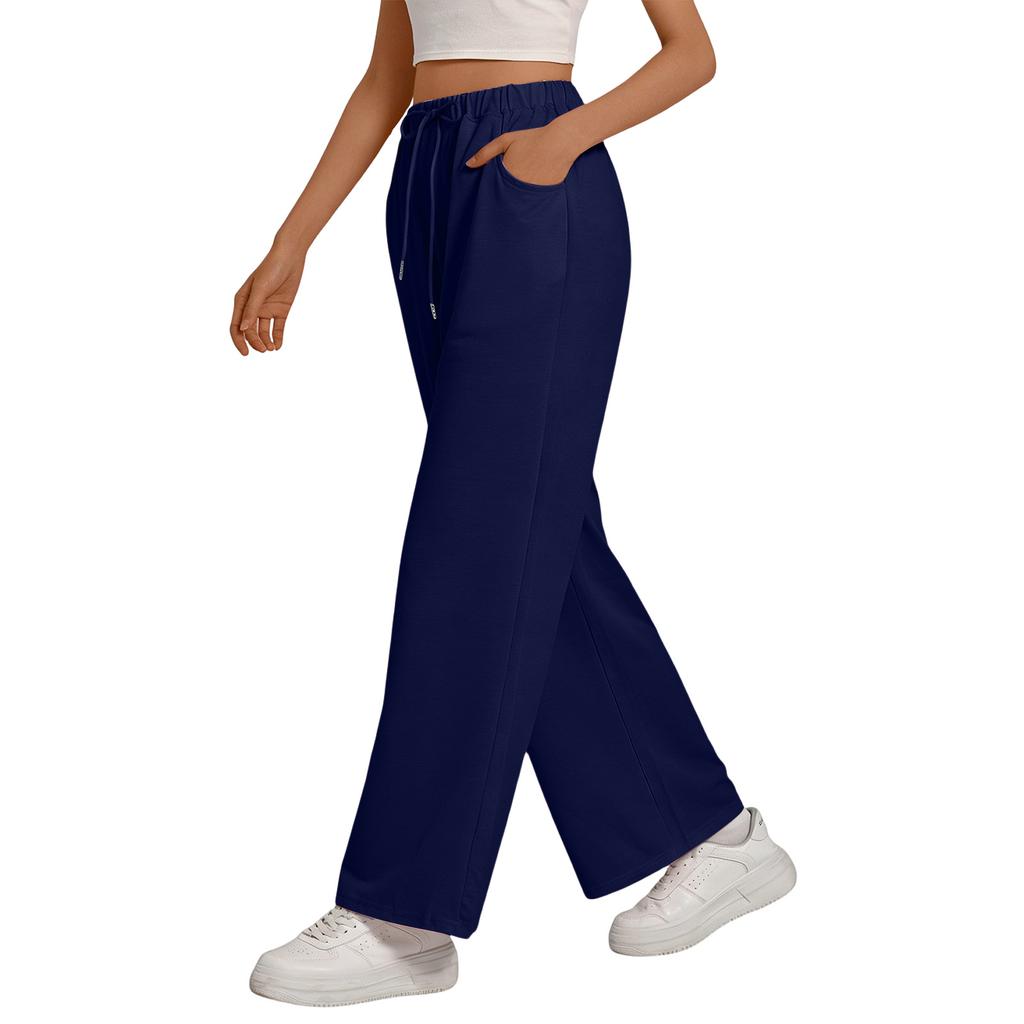Damskie spodnie sportowe z szerokimi nogawkami, luźne spodnie codzienne z prostymi nogawkami, sportowe spodnie do joggingu