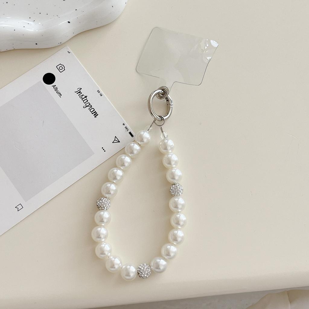 INS Korean Style Sweet Beaded Pearl Bowknot Phone Chain Pendant Bracelet Key Ring Bag Pendant Trendy