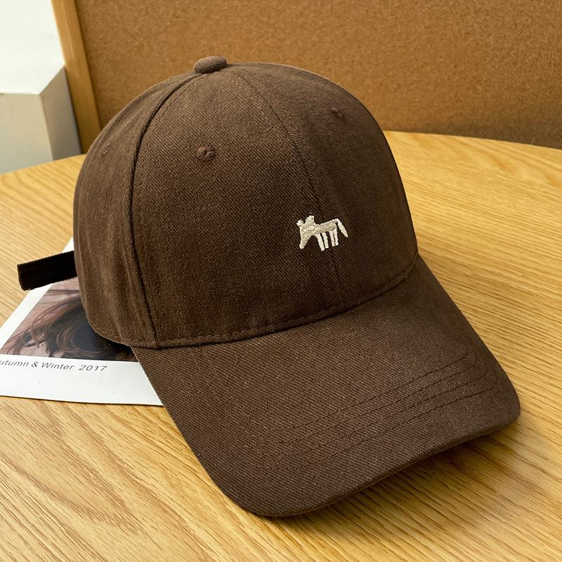 K letter embroidered hard top sunshade baseball cap men's spring and summer wide brim showing face small sunscreen versatile cap